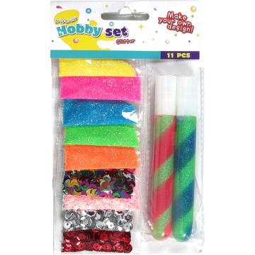 Glitter hobbyset met lijm en glitter