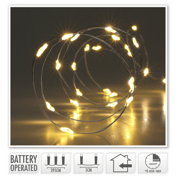 LED lichtslinger draad 80 LED Warm wit - 395 cm