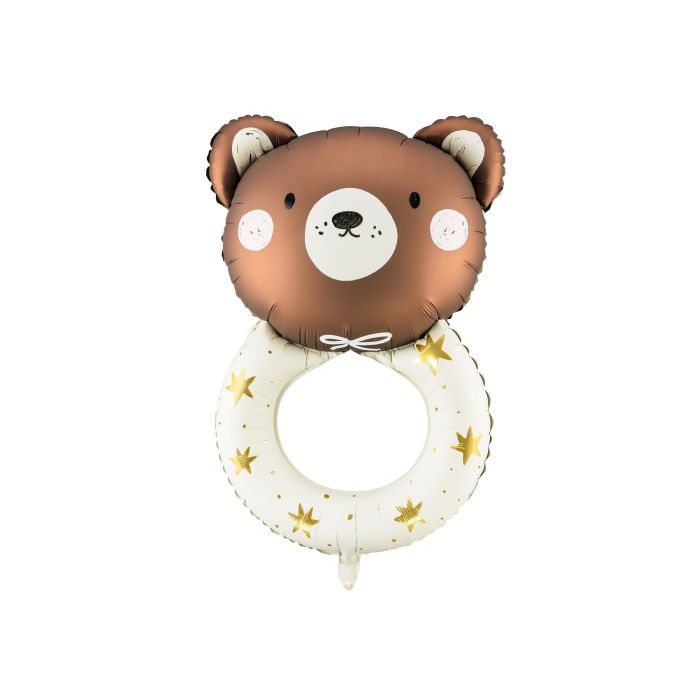 Bamse baby rangle folieballon met gouden ster - 88x61 cm