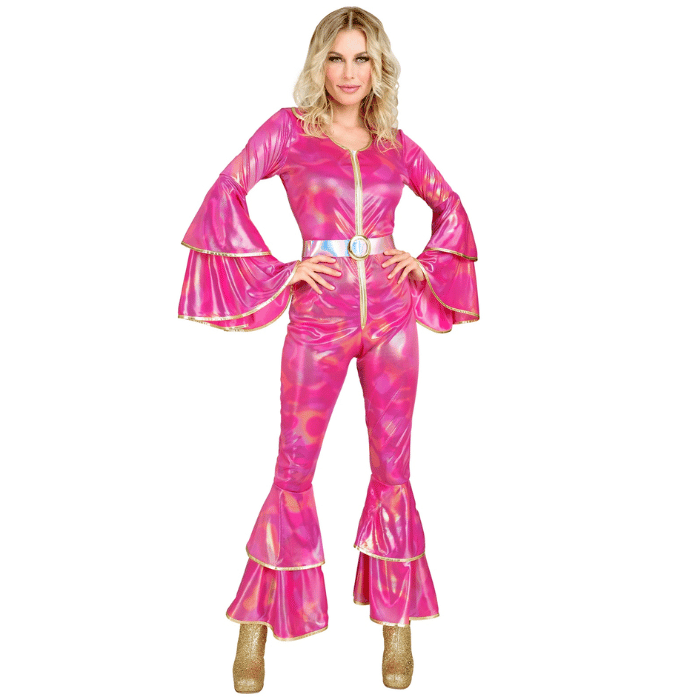Roze disco kostuum voor vrouwen