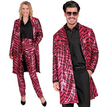 Roze pailletjas met dierenpatroon
