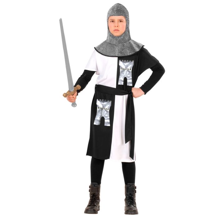 MIDDELEEUWSE KRIJGER - wit (jas, riem, capuchon) Multikleur
