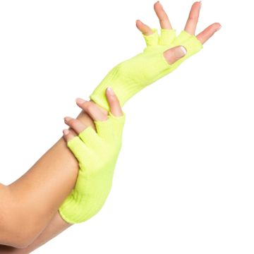 Vingerloze handschoenen one-size voor dames neon geel