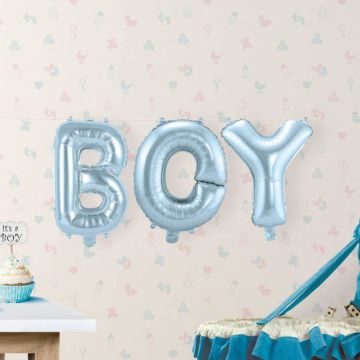 BOY lichtblauwe folieballon - 36 cm