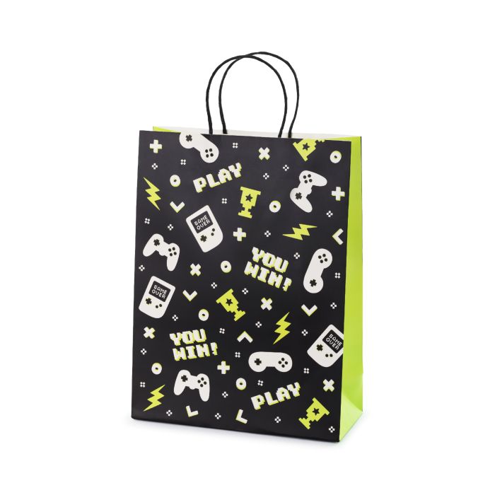 Cadeauzak met gamepad controller motieven 10x24x32 cm