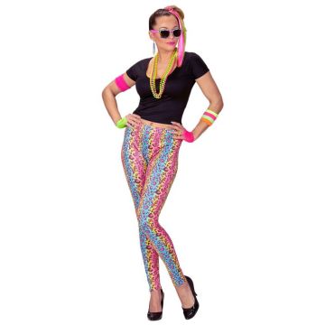 80's regenbooggekleurde luipaardleggings