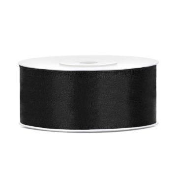 Zwart satinband - 25 mm x 25 m