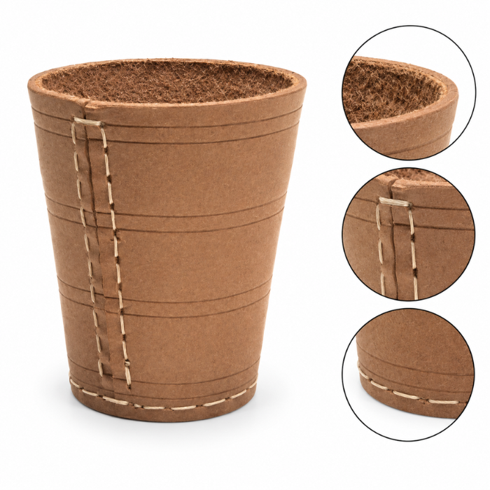 Dobbelbeker leer natuurkleurig 1x
