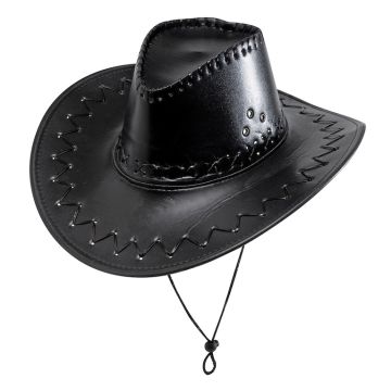 Zwarte cowboyhoed met leren look
