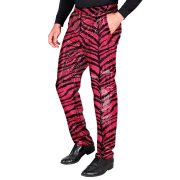 Zebra-paljetbroeken voor heren in roze
