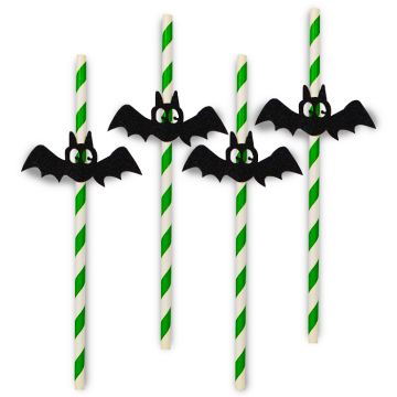 Vleermuis rietjes in groen 10x - 19,5 cm