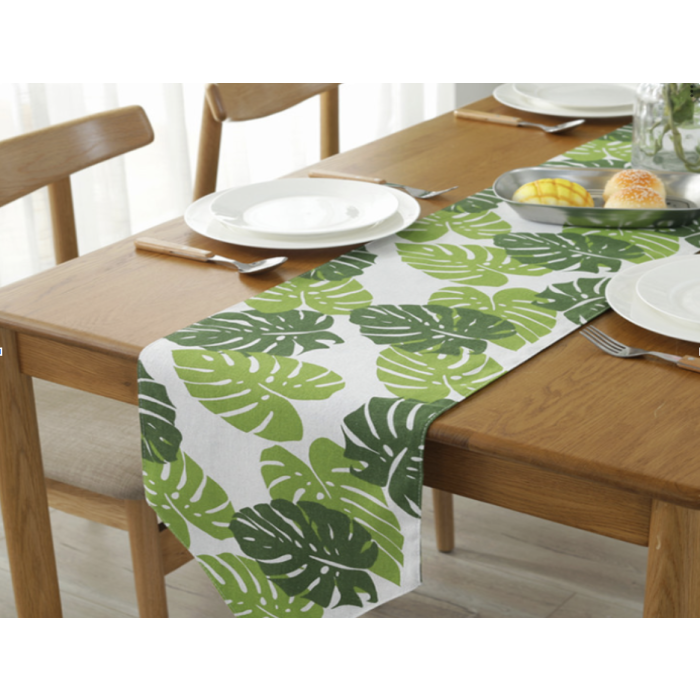 Tafelrunner met monstera bladeren - 30x183 cm