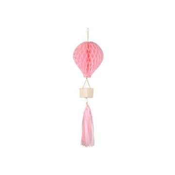Rosa honeycomb luchtballon decoratie - 28 cm