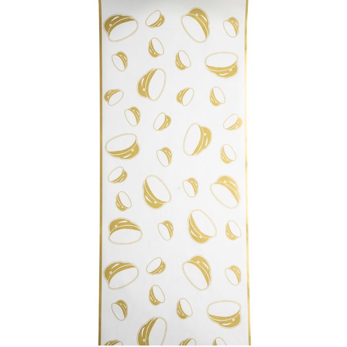 Tafelrunner wit en goud met studentenpet motieven 30 cm x 5 m