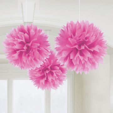 Pompoms in Roze 3x - 40 cm