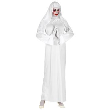 GHOSTLY NONNE (tunic, hoofdband, handschoenen) Wit