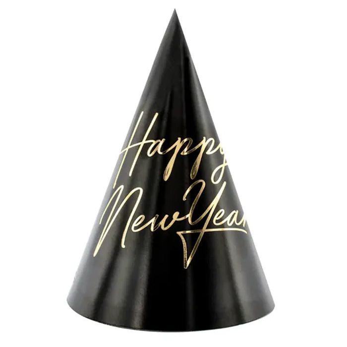 Happy New Year Hoed 6x - 16 cm
