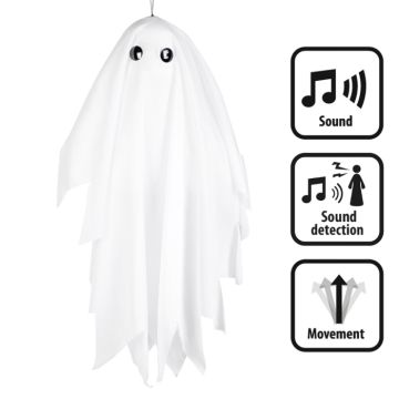 Trillend Halloween-spook met geluid voor ophang - 48 cm