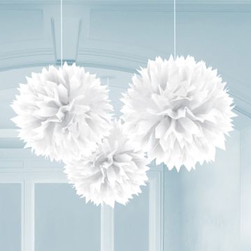 Pompons in Wit 3x - 40 cm
