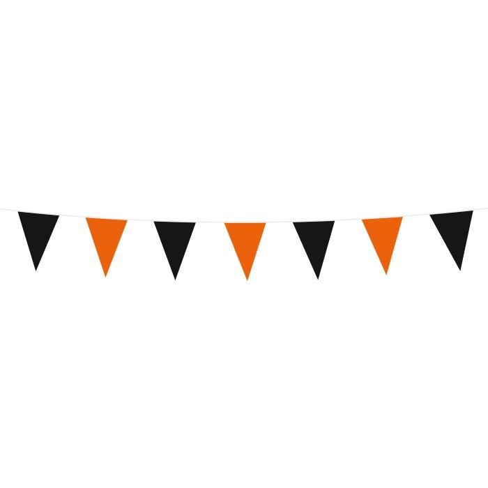 Zwart en oranje halloween vlaggenlijn - 3 m