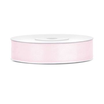 Pastel lichtroze satijnband - 12 mm x 25 m