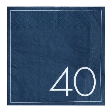 40-jarige verjaardagservetten in blauw 16x