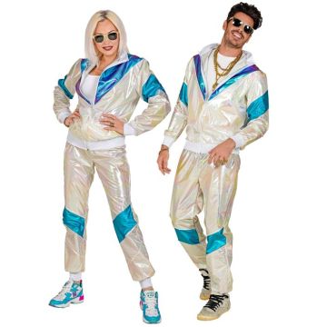80's Trainingspak Holografisch Wit - 2 delen