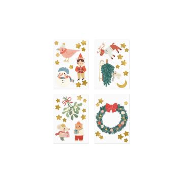 Kerststickers voor ramen mix 4x