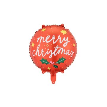 Kerstfolieballon merry christmas rood 45 cm