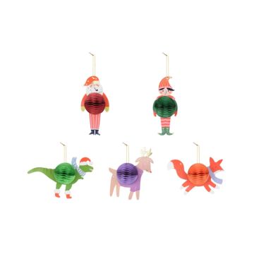 Honeycomb kerstfiguren mix 5x - 8-18,5x12-16,5 cm