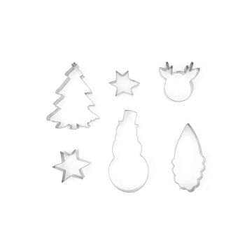 Kerst koekjesuitstekers met kerstmotieven zilver 6x