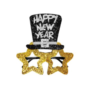 Nieuwjaarsbril goud happy new year