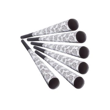 Feesttrompetten Happy New Year zilver 6x - 25 cm