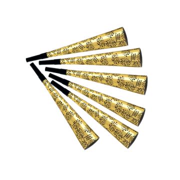 Feesttrompetten happy new year goud 6x - 25 cm