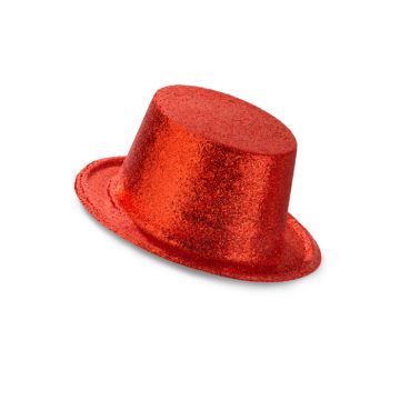 Feesthoed rood glitter