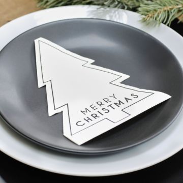 Kerstboom servetten merry christmas 16x - 3x24,8 cm