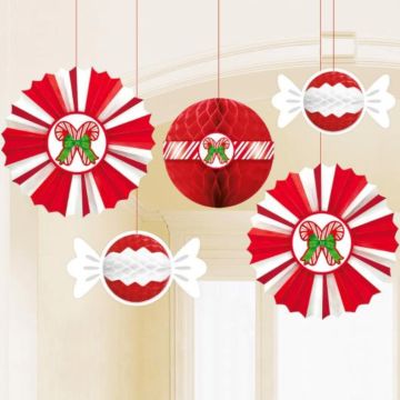 Hangende papieren decoraties met kerstmotieven 5x - 35,5 cm