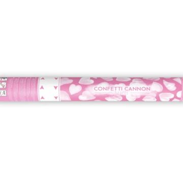 Confettibuis met harten wit 40 cm