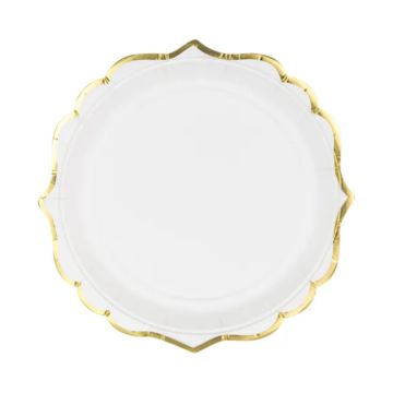 Papieren bord wit met goudrand 6x - 18,5 cm