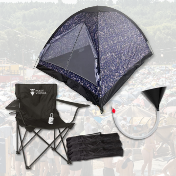 Festivalpakket 4 personen premium - BJORN tent, festivalstoel enz.