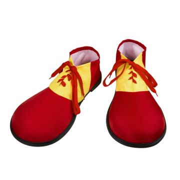 Rode en gele clownschoenen met veters - Onesize