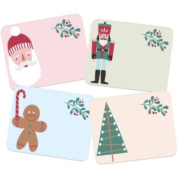 Cadeaulabels met kerstmotieven 50x - 50x40 mm mix