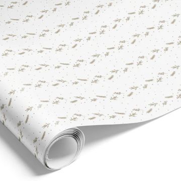 Cadeaupapier in wit met gouden motieven 1000x70 cm Det Gamle Apotek
