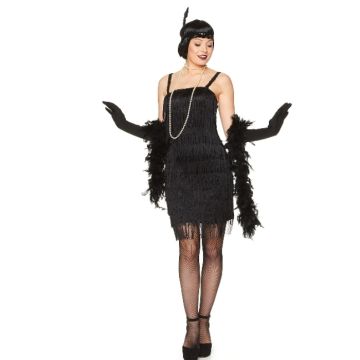 Retro 1920s zwarte flapper kostuum voor vrouwen
