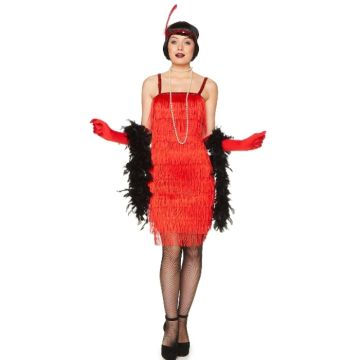 Retro jaren 20 rode flapper kostuum voor vrouwen
