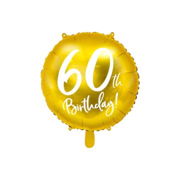60 Jaar Verjaardagsballon Goud - 45 cm