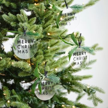 Kerstversiering voor kerstboom merry christmas 4x- 8,5 cm