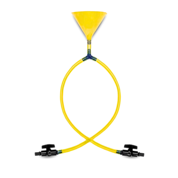 Dubbele trechter bierbong geel