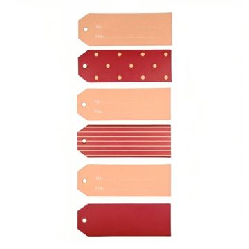 Cadeaulabels met strepen en stippen voor en van kaart rood 12x Det Gamle Apotek