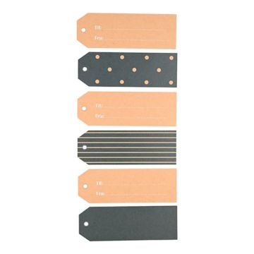 Cadeaulabels met strepen en stippen 12x Det Gamle Apotek